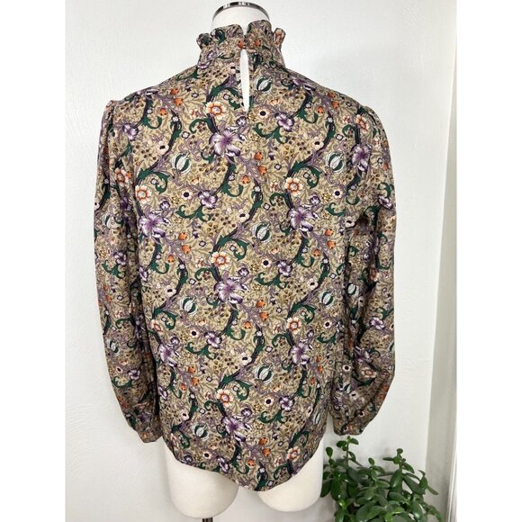 Vintage RRRRuss Womens Floral Ruffle Neck Blouse - Picture 7 of 13